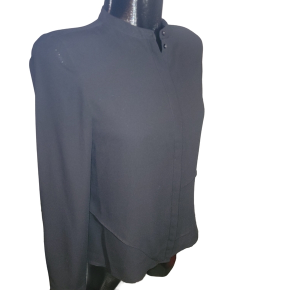Mexx Black Button Front Semi Sheer Blouse 4 - Picture 2 of 6